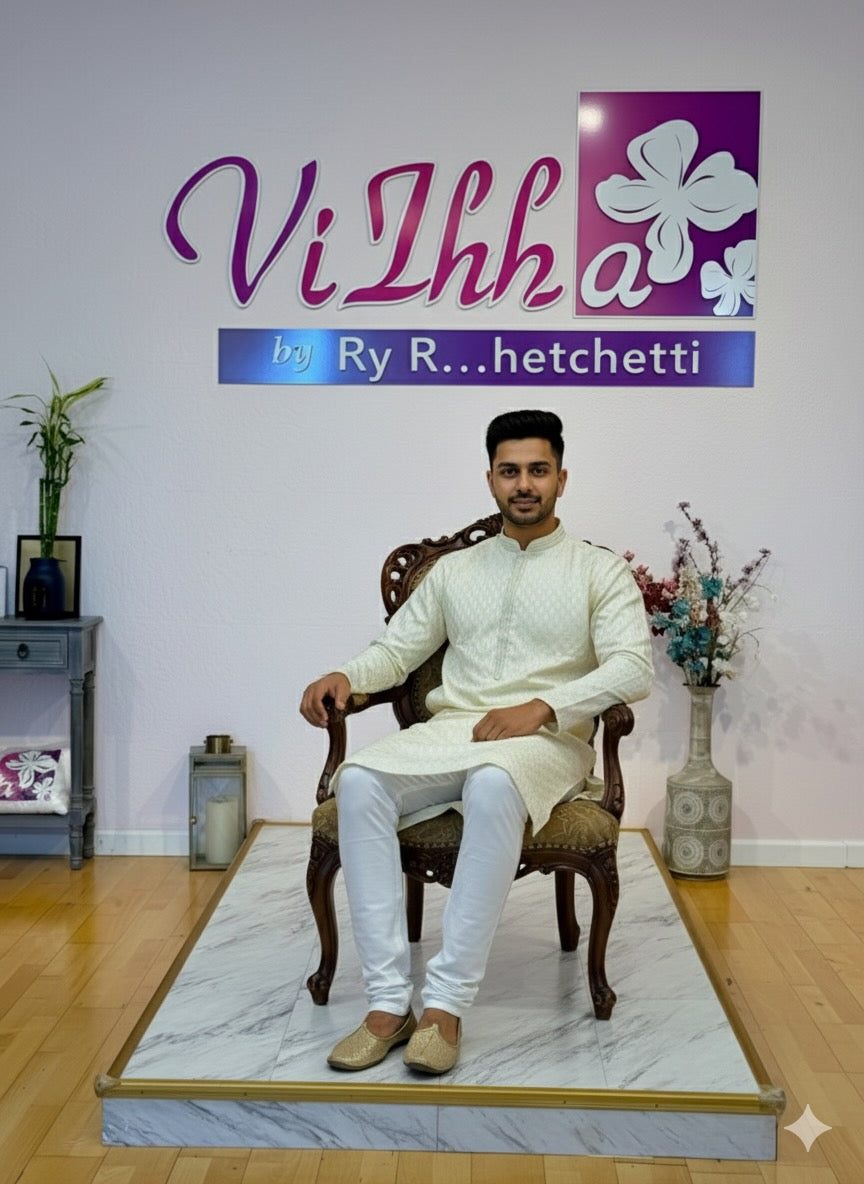 Ivory Banarasi Silk Kurta Set