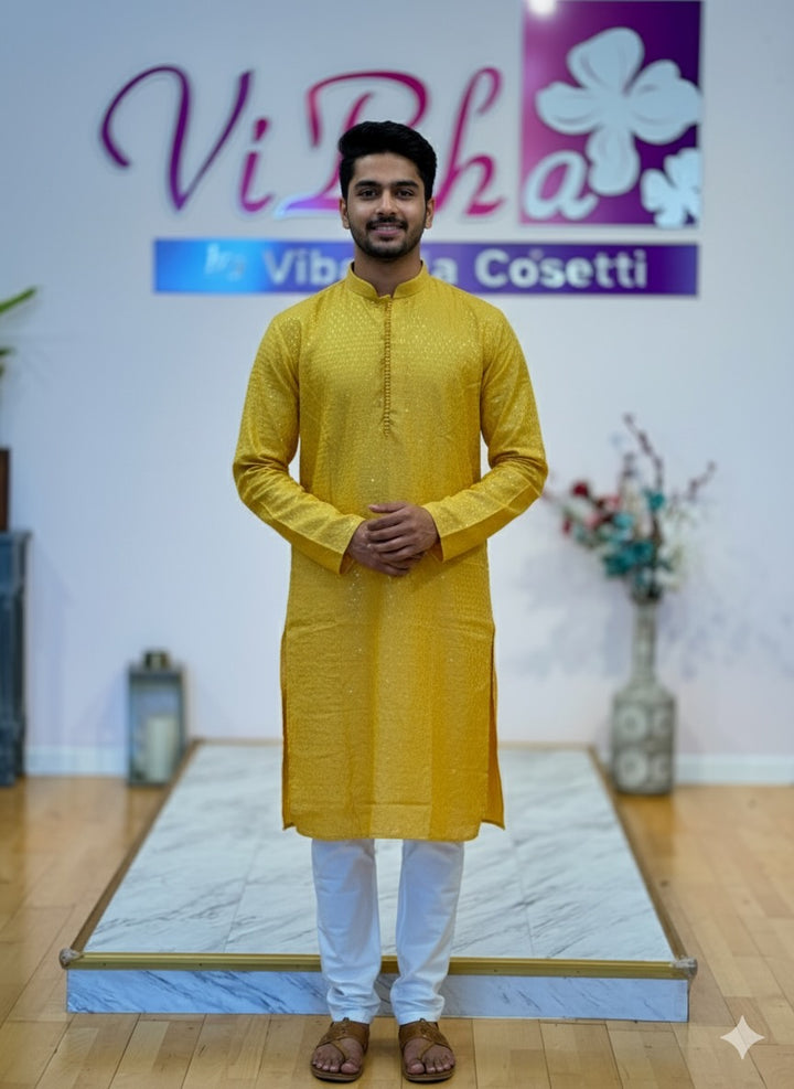 Yellow sequins Kurta Set