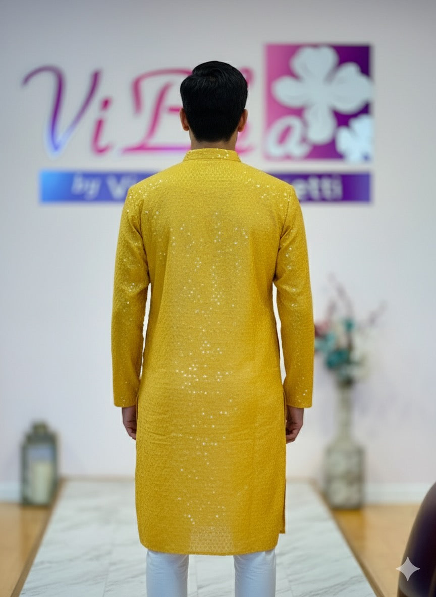 Yellow sequins Kurta Set