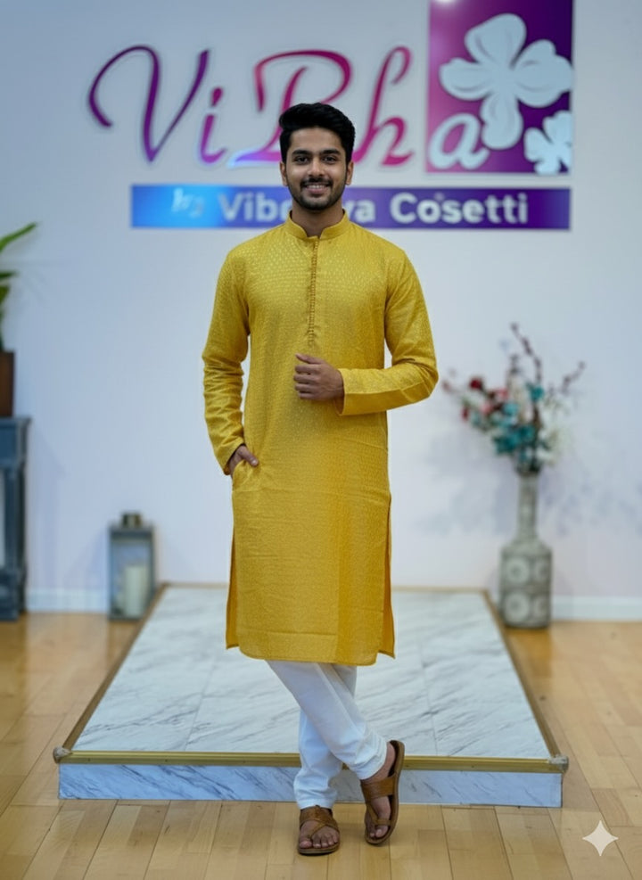 Yellow sequins Kurta Set