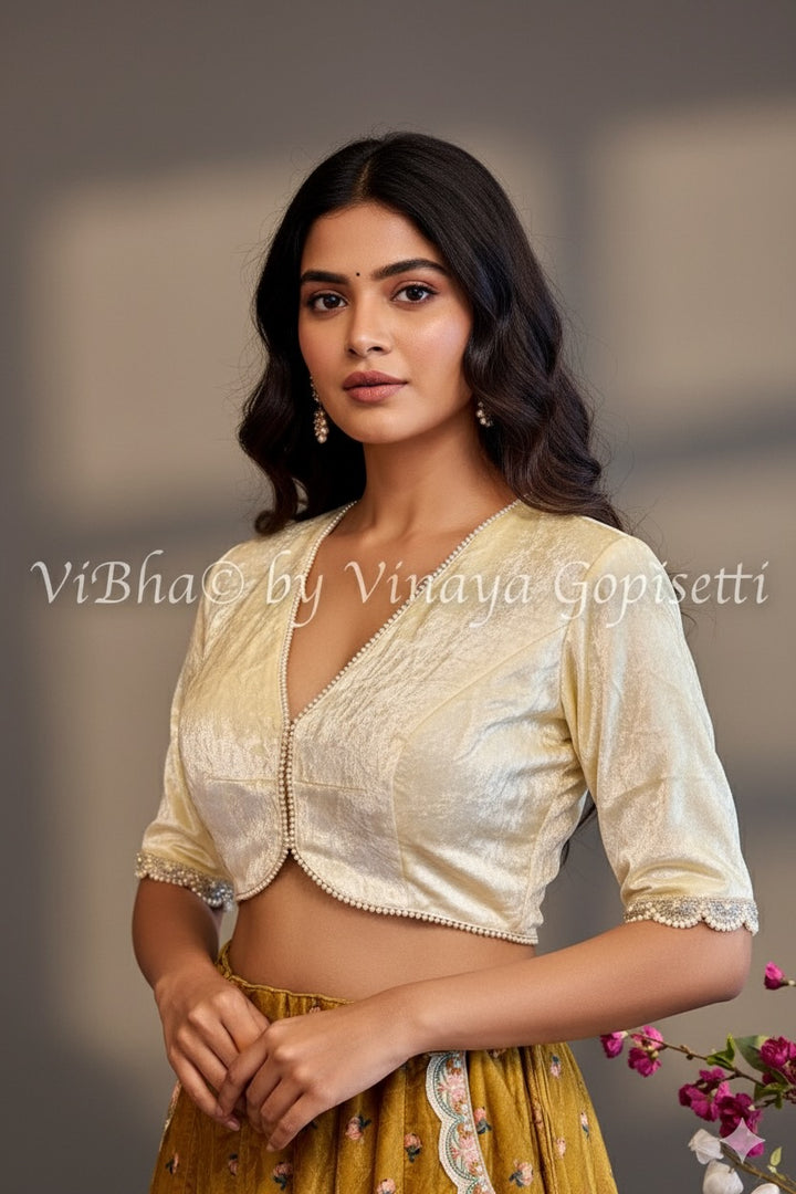 Off White Velvet Blouse