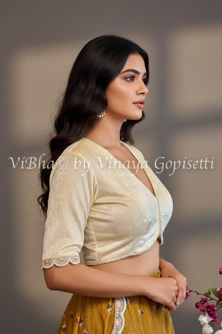 Off White Velvet Blouse