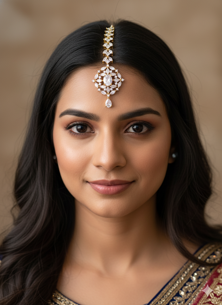 White CZ Stone Maang Tikka