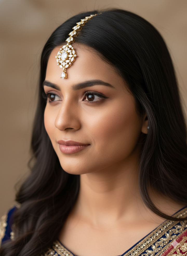 White CZ Stone Maang Tikka