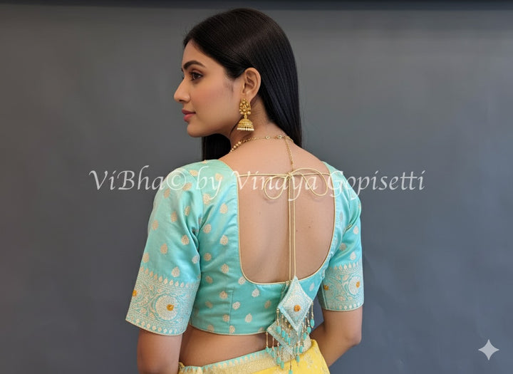 Aqua Banarasi Brocade Blouse
