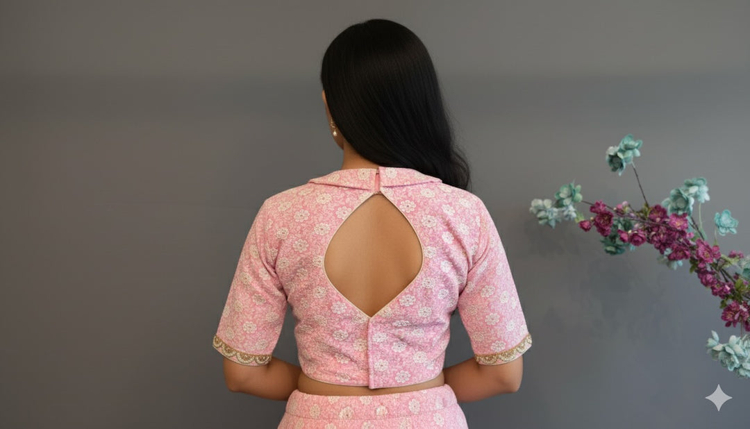 Light Pink Peter Pan Collared Blouse With Embroidered Hemlines