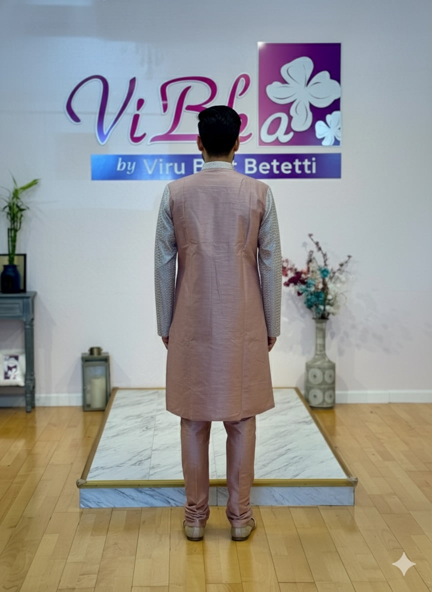 Dark Peach Duster Jacket kurta set