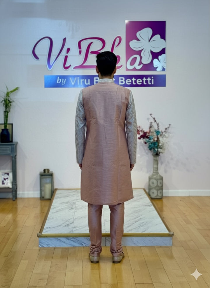 Dark Peach Duster Jacket kurta set