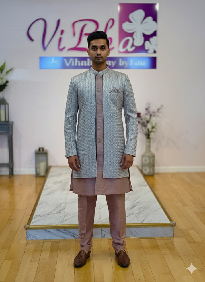 Dark Peach Duster Jacket kurta set