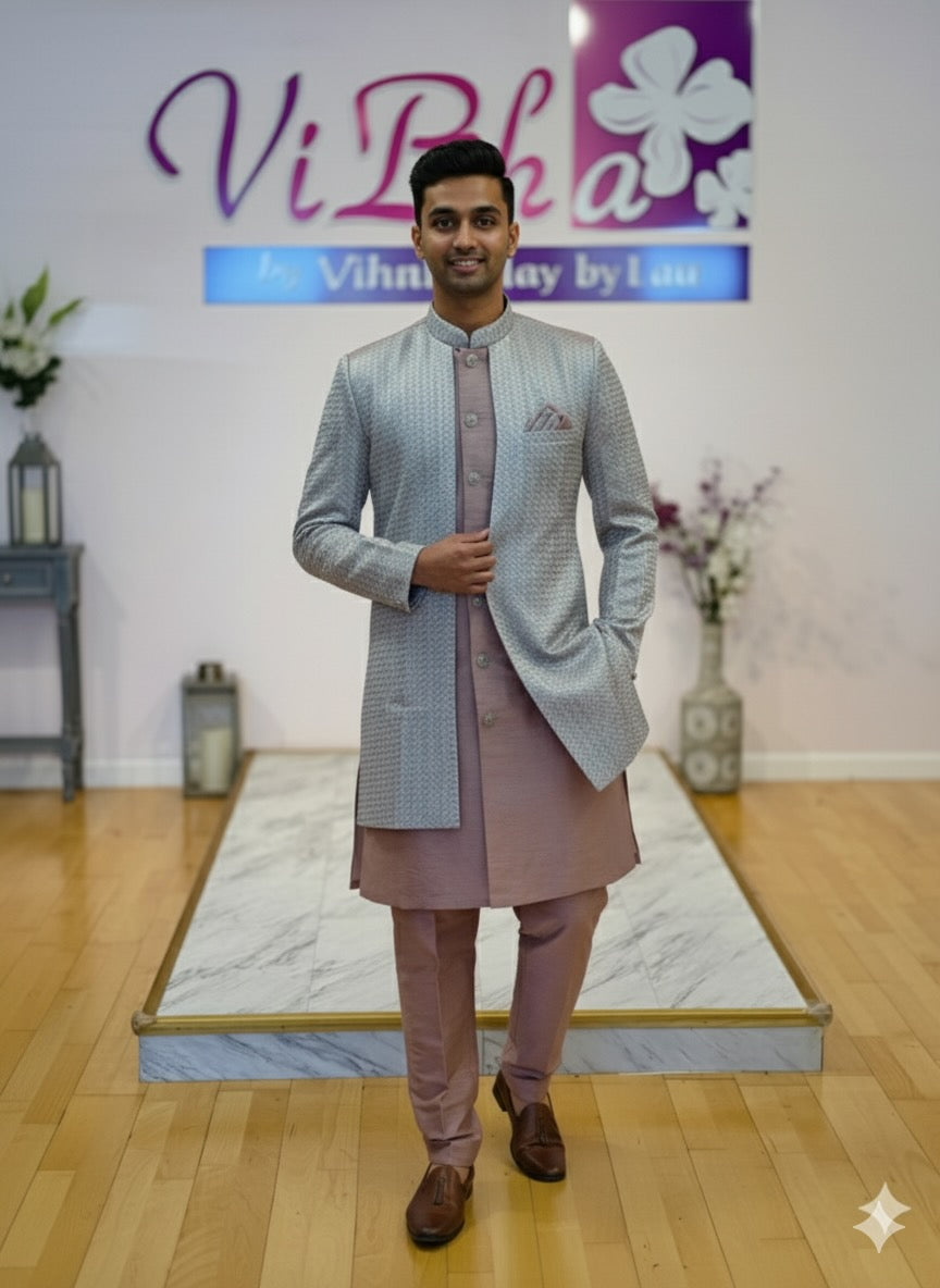 Dark Peach Duster Jacket kurta set