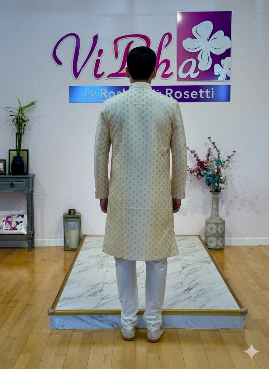 Cream Banarasi Silk Kurta Set
