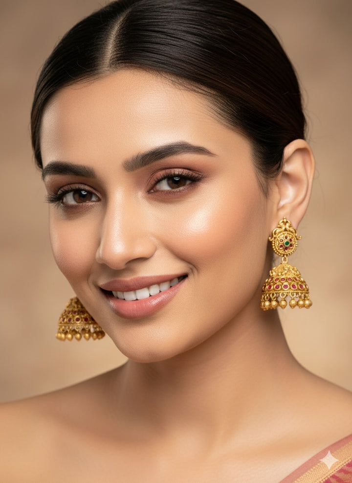 Peacock Design Jadau Jhumkas