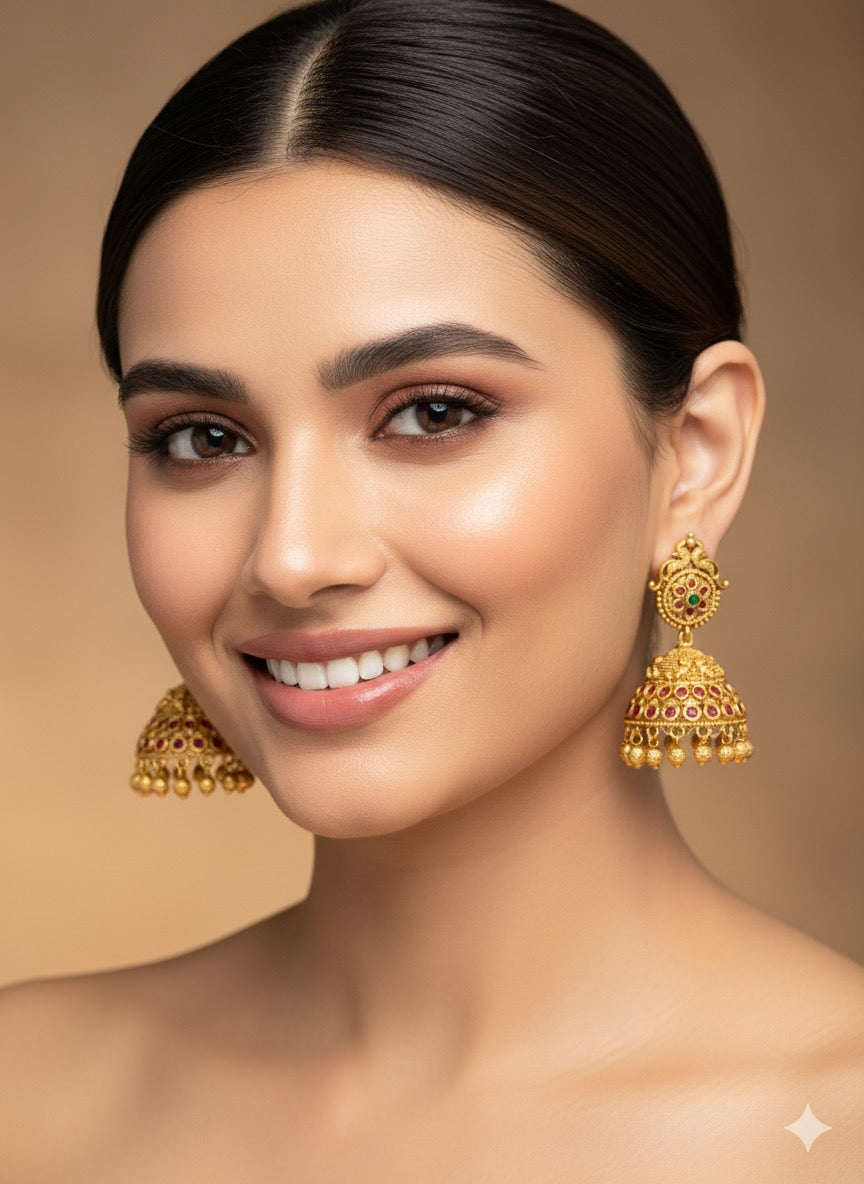 Peacock Design Jadau Jhumkas