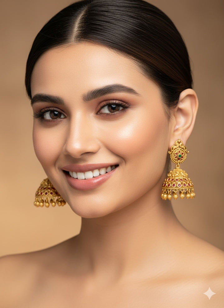 Peacock Design Jadau Jhumkas