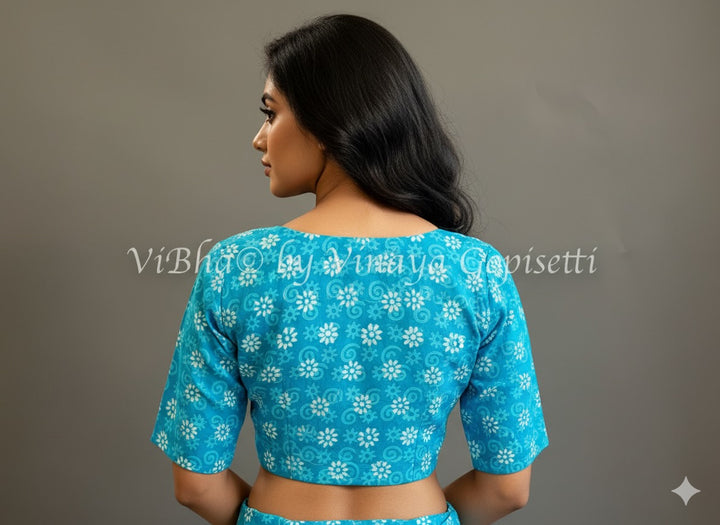 Azure Blue Cotton Blouse
