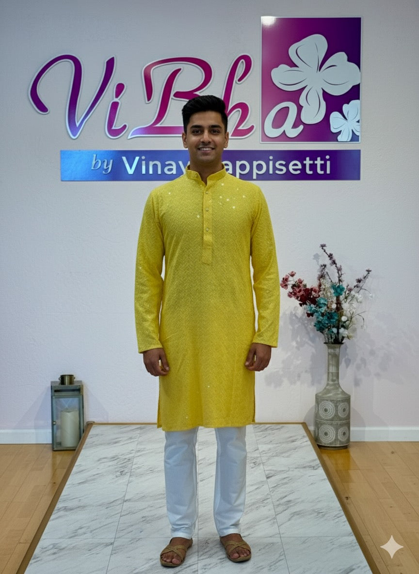Yellow Chikankari Kurta