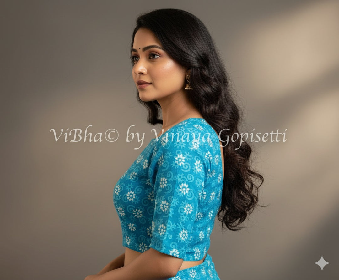 Azure Blue Cotton Blouse