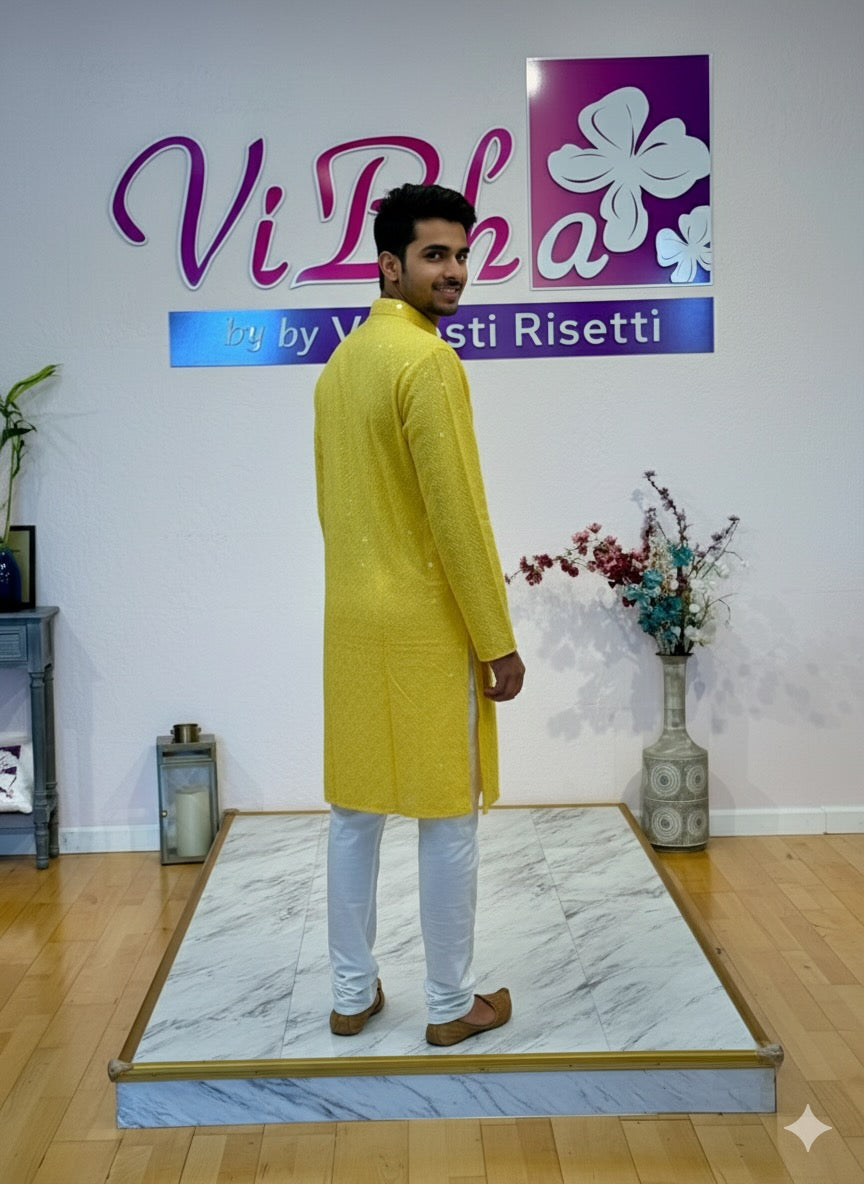 Yellow Chikankari Kurta