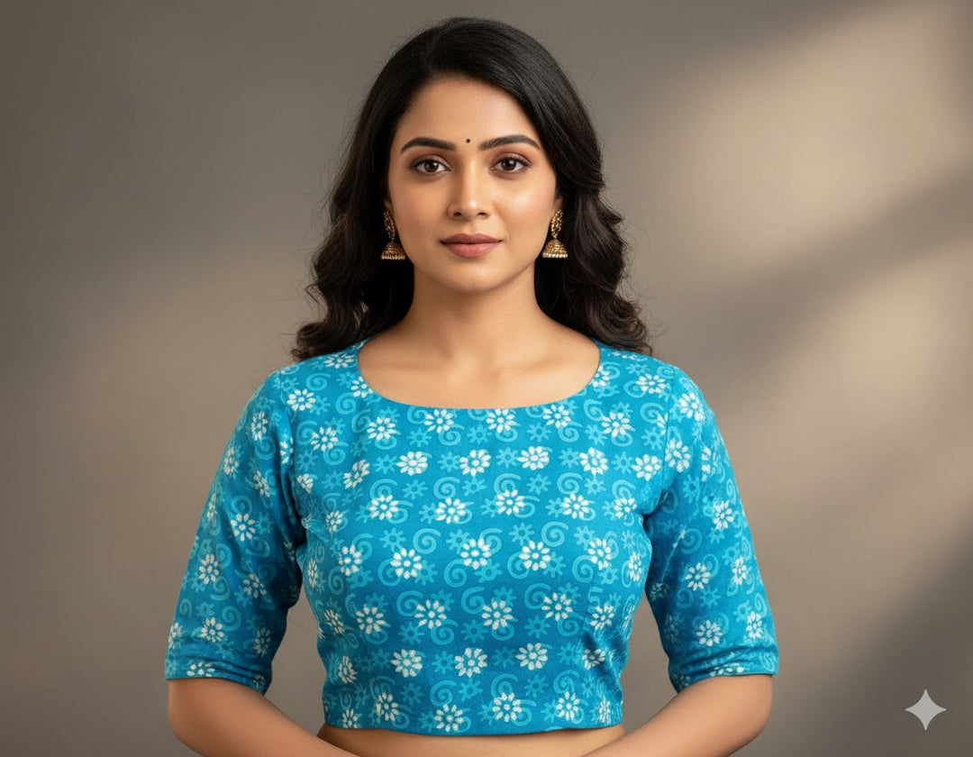 Azure Blue Cotton Blouse