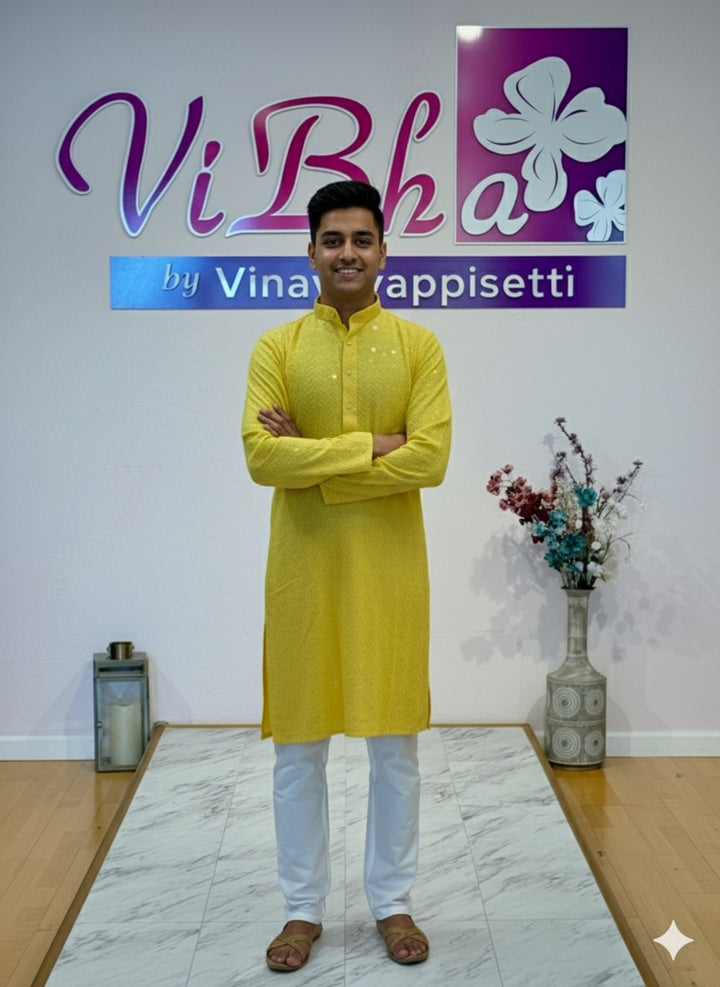 Yellow Chikankari Kurta