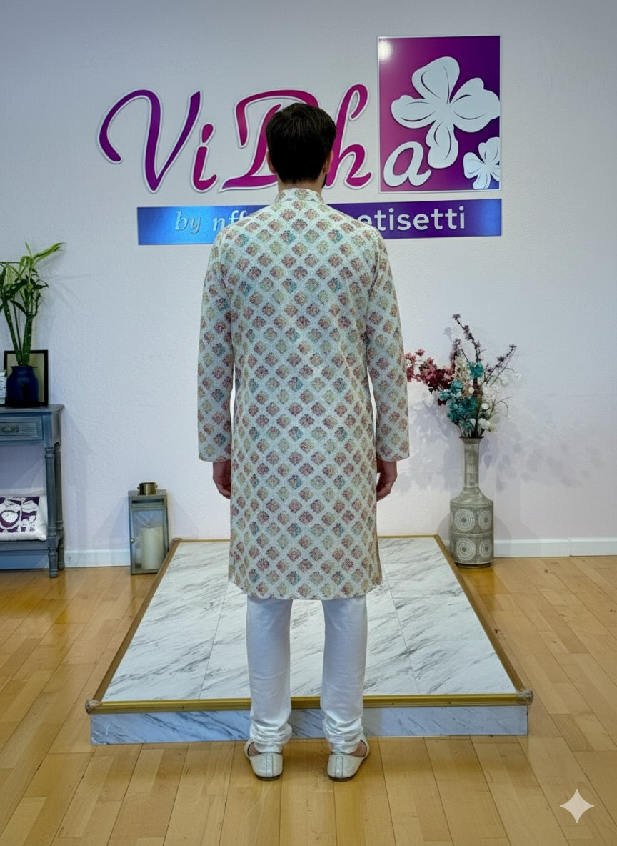 White printed kurta set