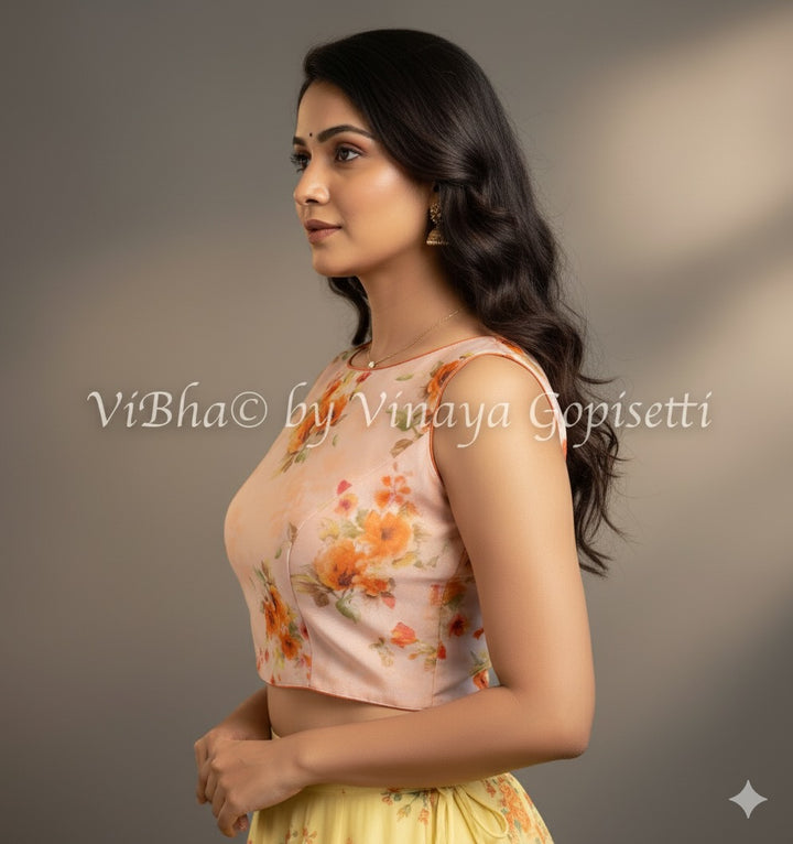 Light Peach Floral Blouse