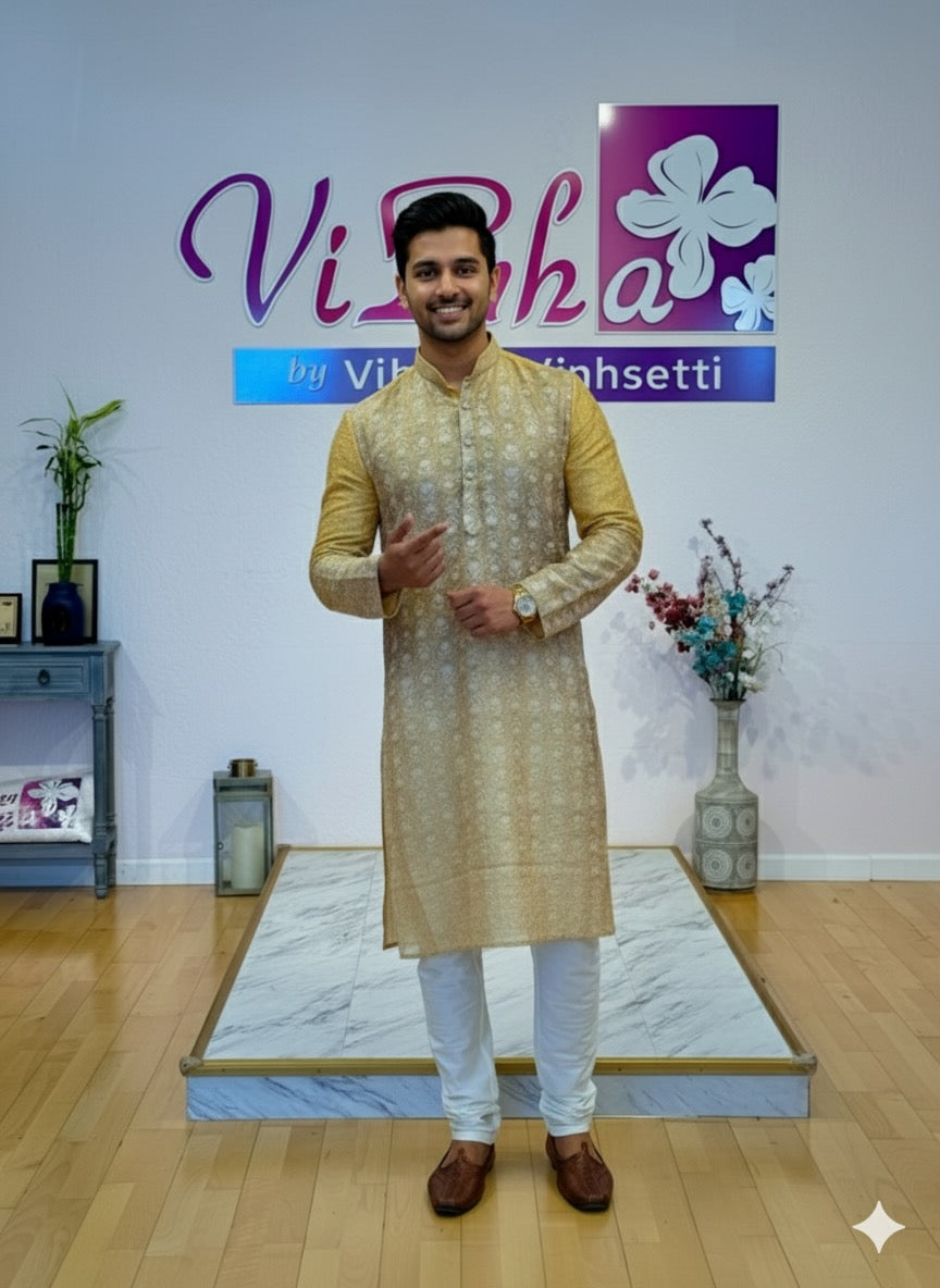 Pastel Yellow and Green shaded kurta set