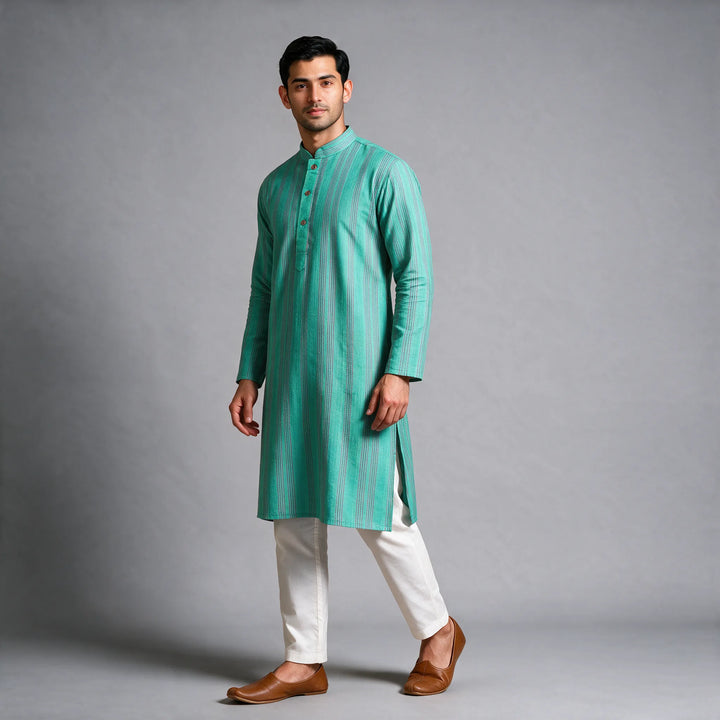 Light Sea Green Handloom Cotton Kurta