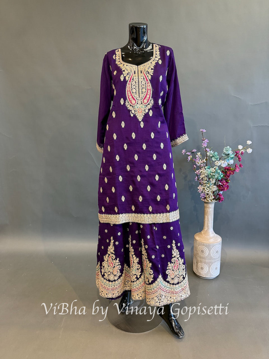 Royal Gulabi — Purple, Pink &amp; Gold Plus Size Sharara Set