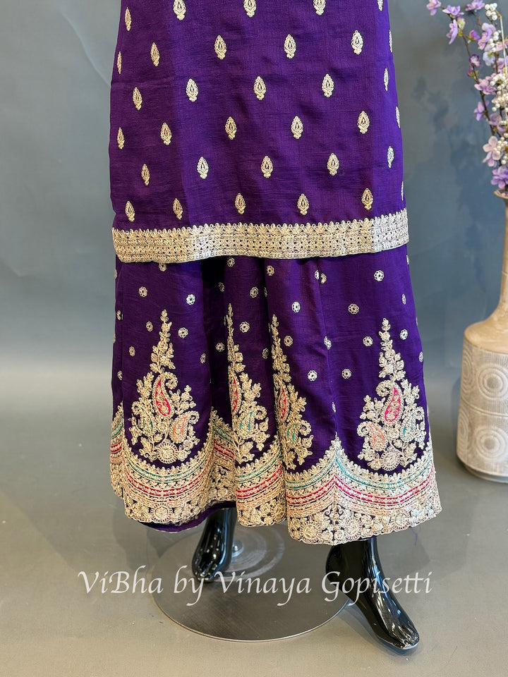 Royal Gulabi — Purple, Pink &amp; Gold Plus Size Sharara Set