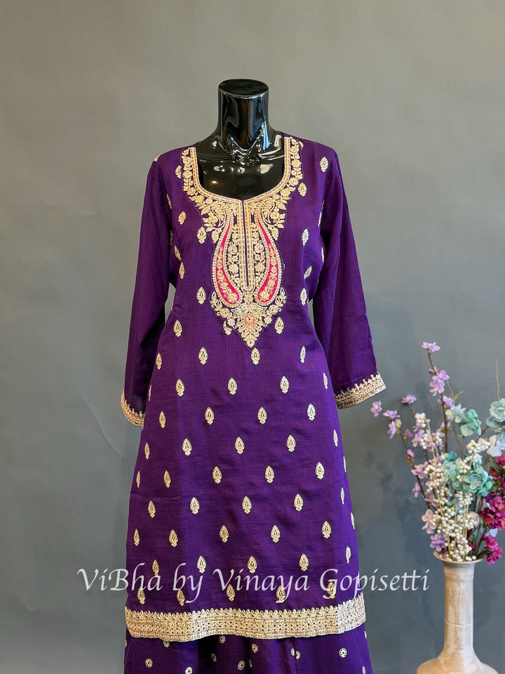 Royal Gulabi — Purple, Pink &amp; Gold Plus Size Sharara Set