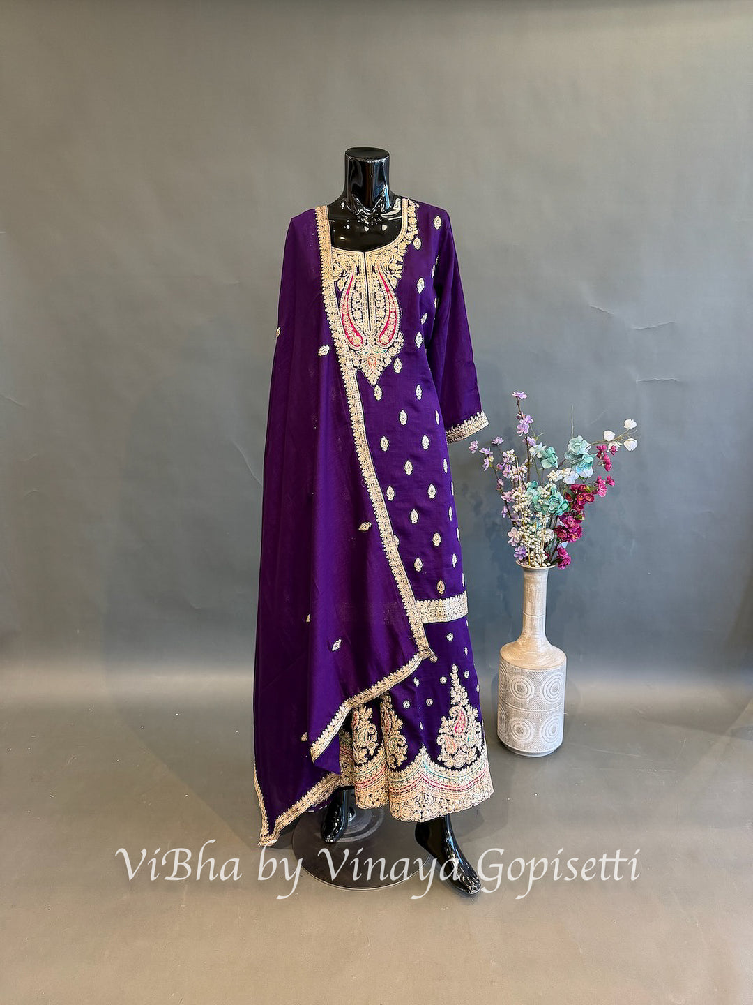 Royal Gulabi — Purple, Pink &amp; Gold Plus Size Sharara Set