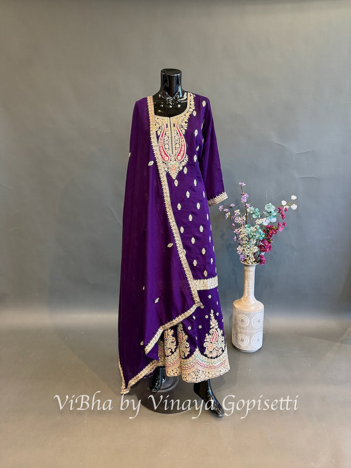Royal Gulabi — Purple, Pink &amp; Gold Plus Size Sharara Set