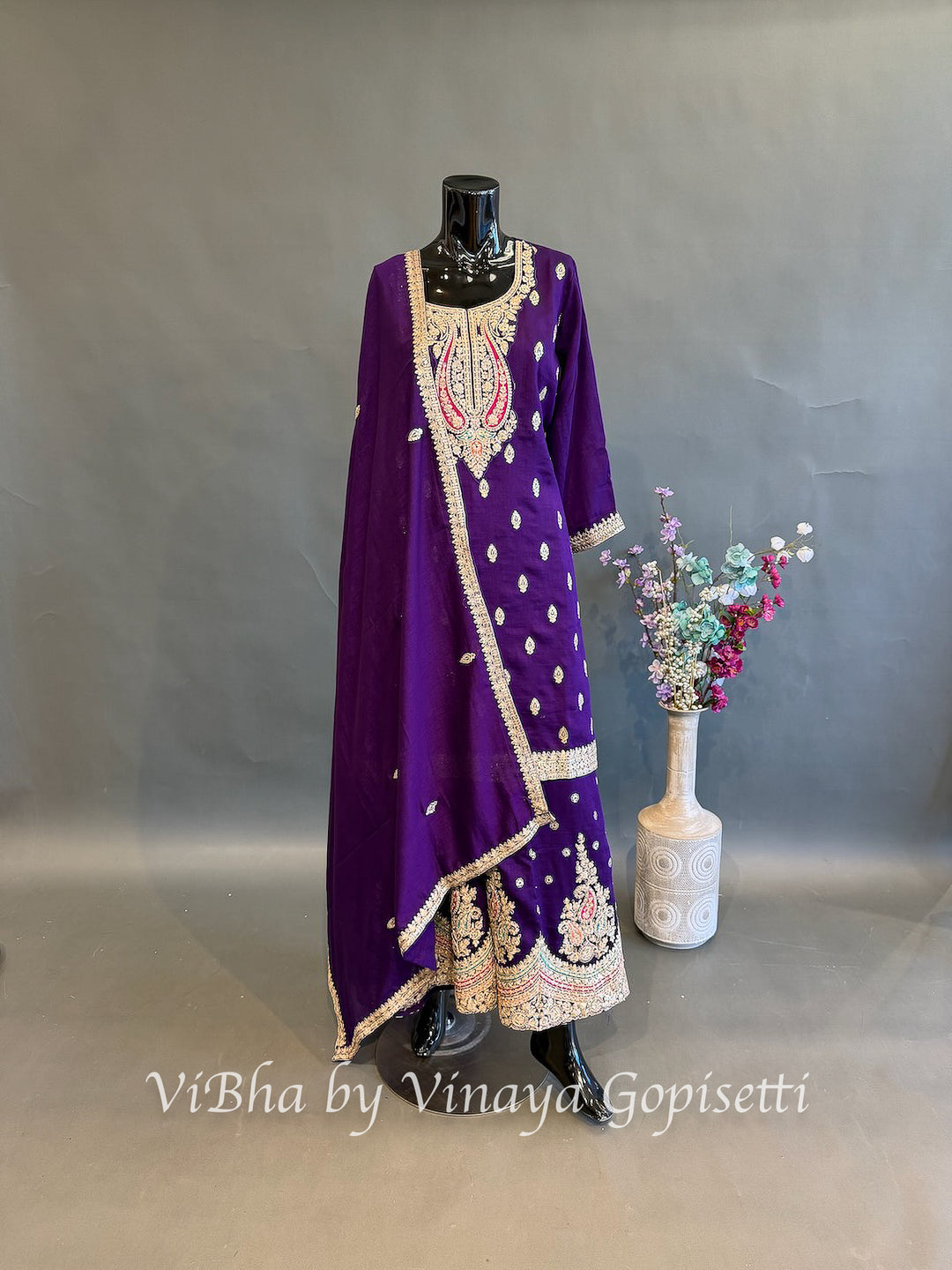 Royal Gulabi — Purple, Pink &amp; Gold Plus Size Sharara Set
