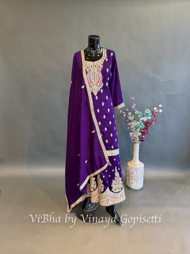Royal Gulabi — Purple, Pink &amp; Gold Plus Size Sharara Set