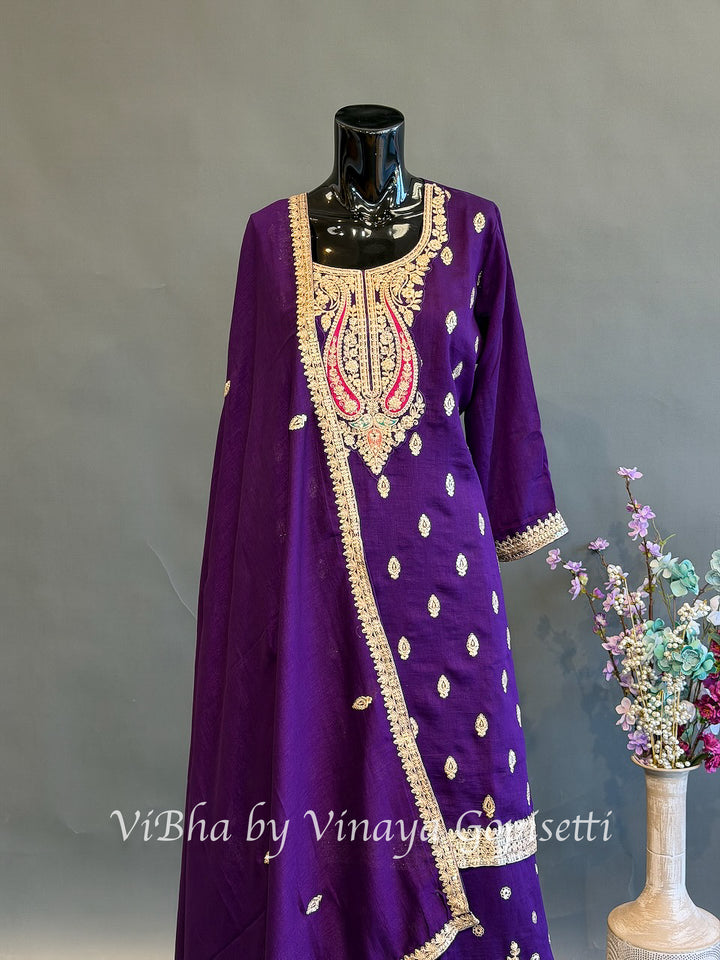 Royal Gulabi — Purple, Pink &amp; Gold Plus Size Sharara Set