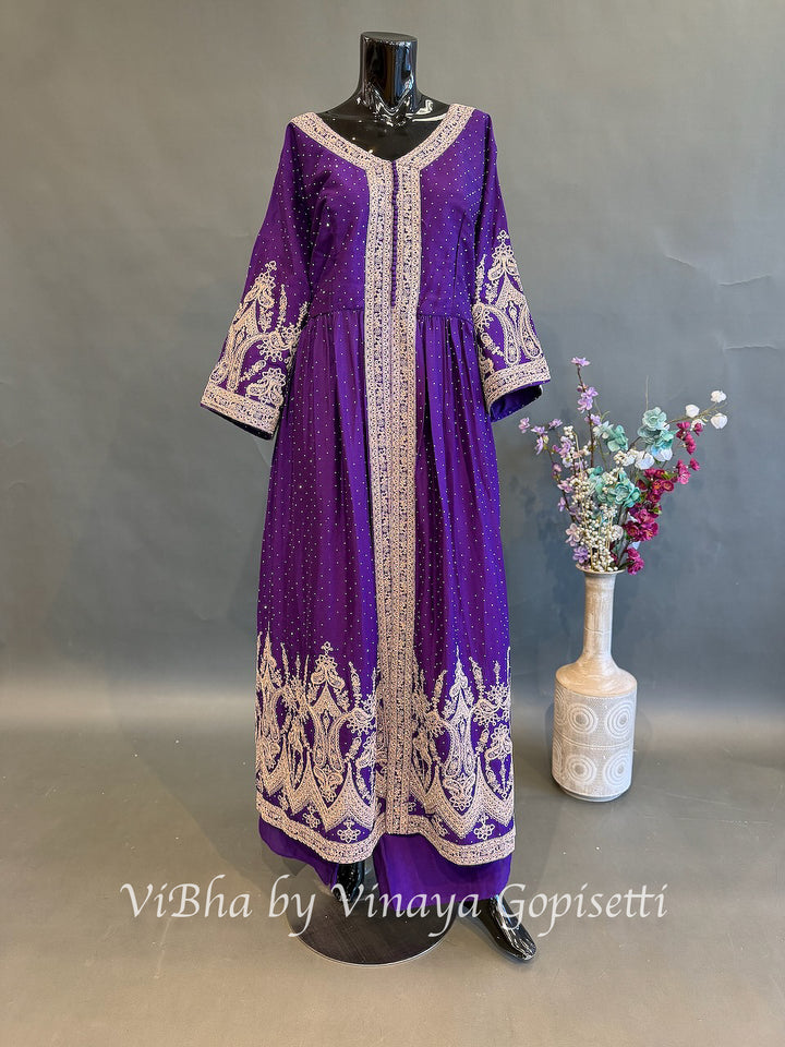 Amethyst Adaa — Purple &amp; Gold Plus Size Festive Sharara Set