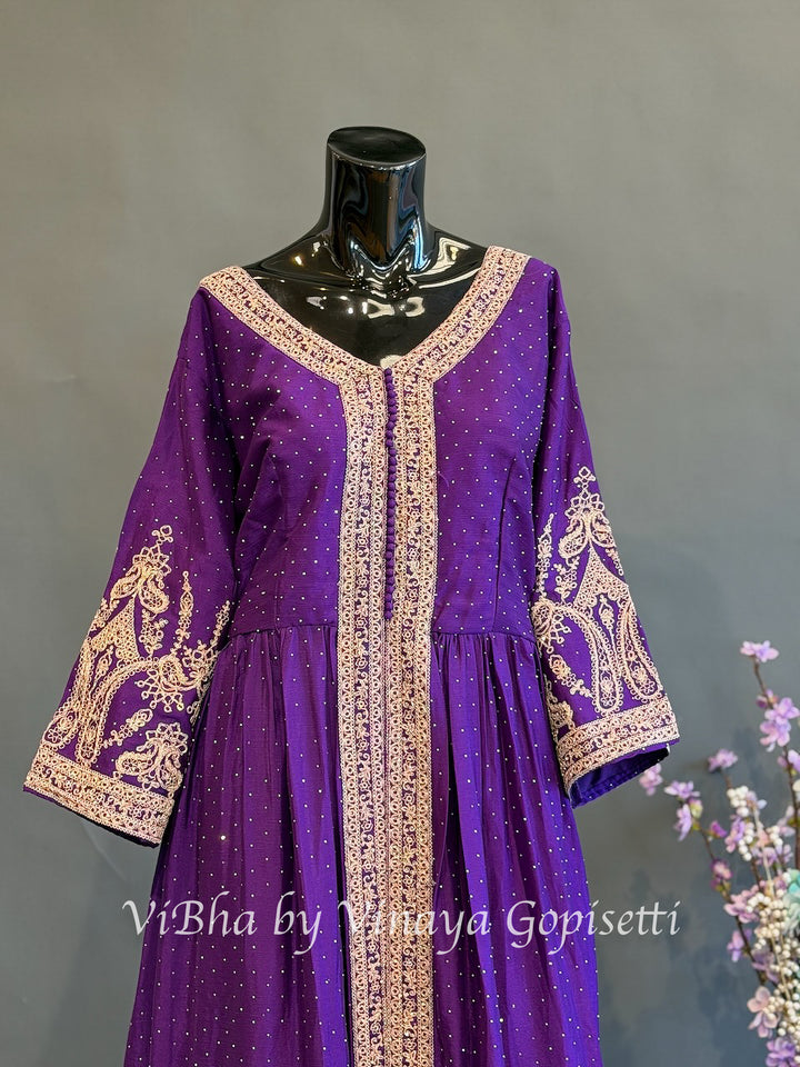 Amethyst Adaa — Purple &amp; Gold Plus Size Festive Sharara Set