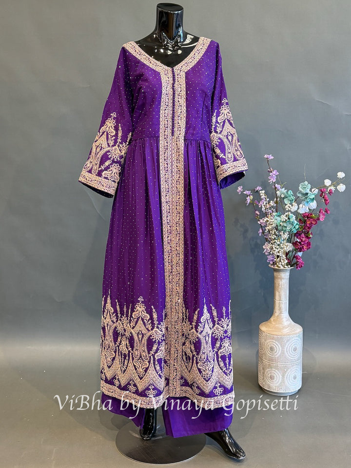 Amethyst Adaa — Purple &amp; Gold Plus Size Festive Sharara Set