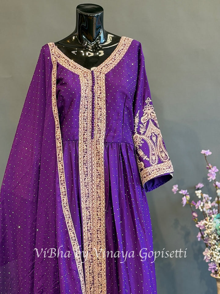 Amethyst Adaa — Purple &amp; Gold Plus Size Festive Sharara Set