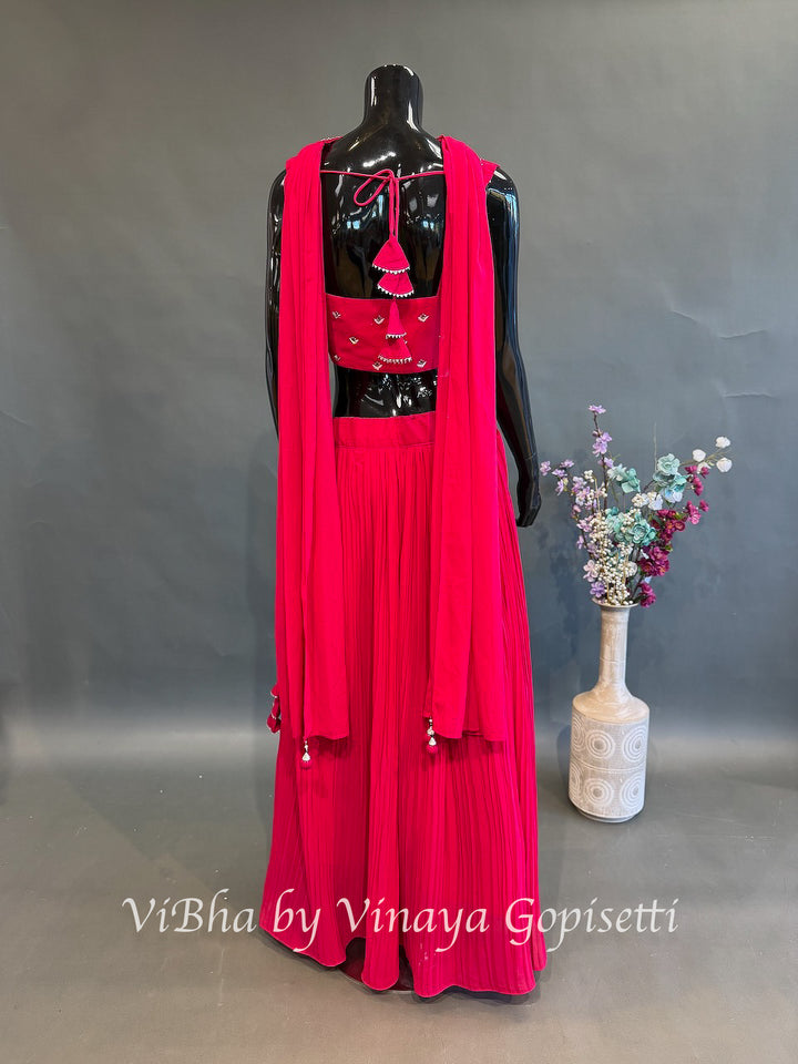 Rani Pink Floral Embroidered Lehenga Set