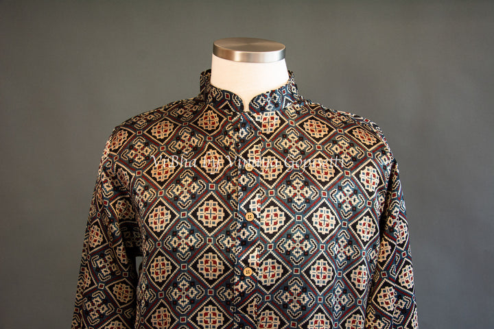 Black Gaji silk kurta