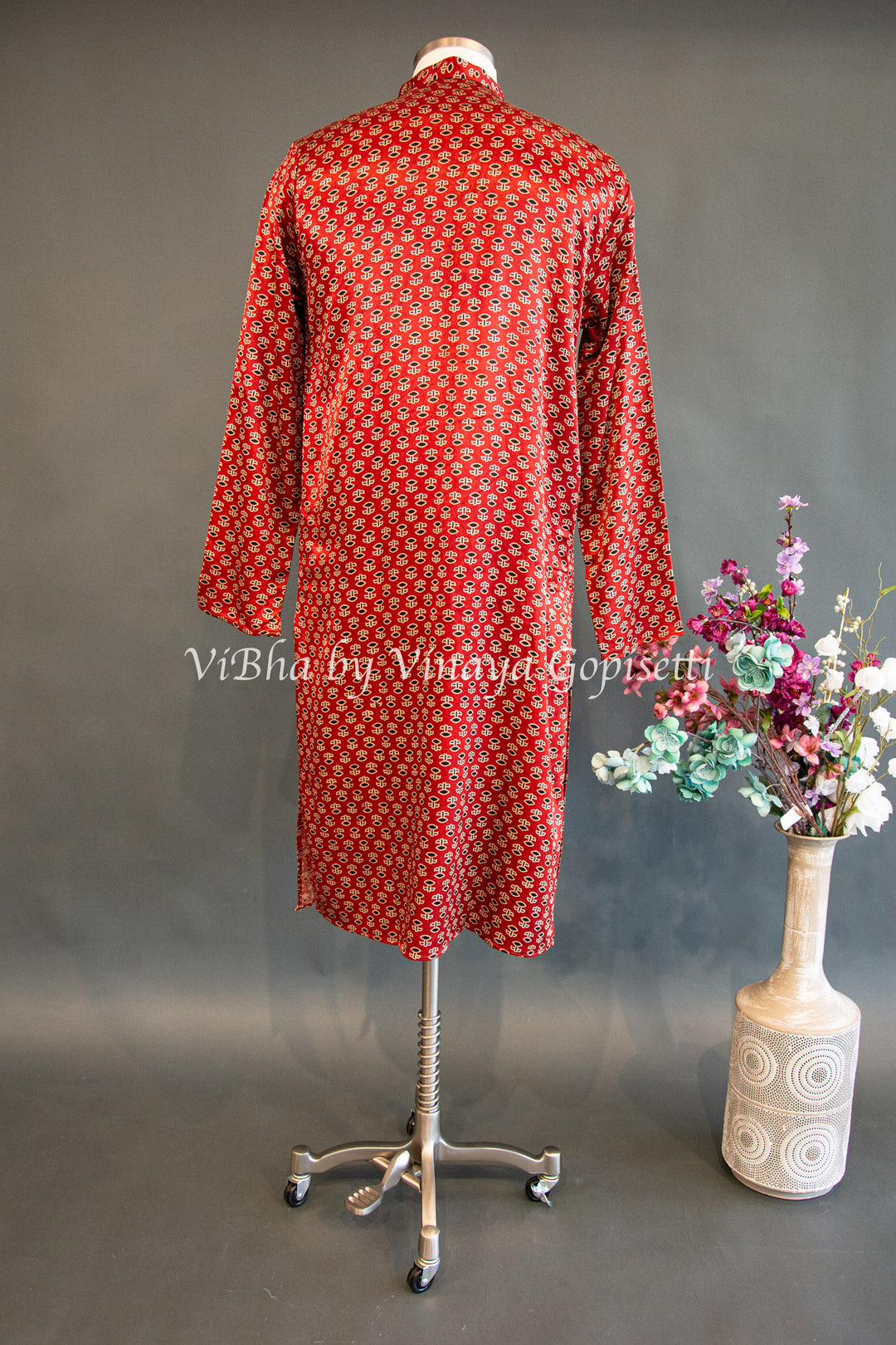 Orange Gaji Silk Kurta