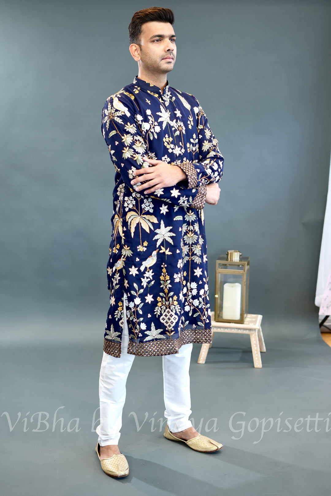 Ink Blue Embroidered Kurta Set