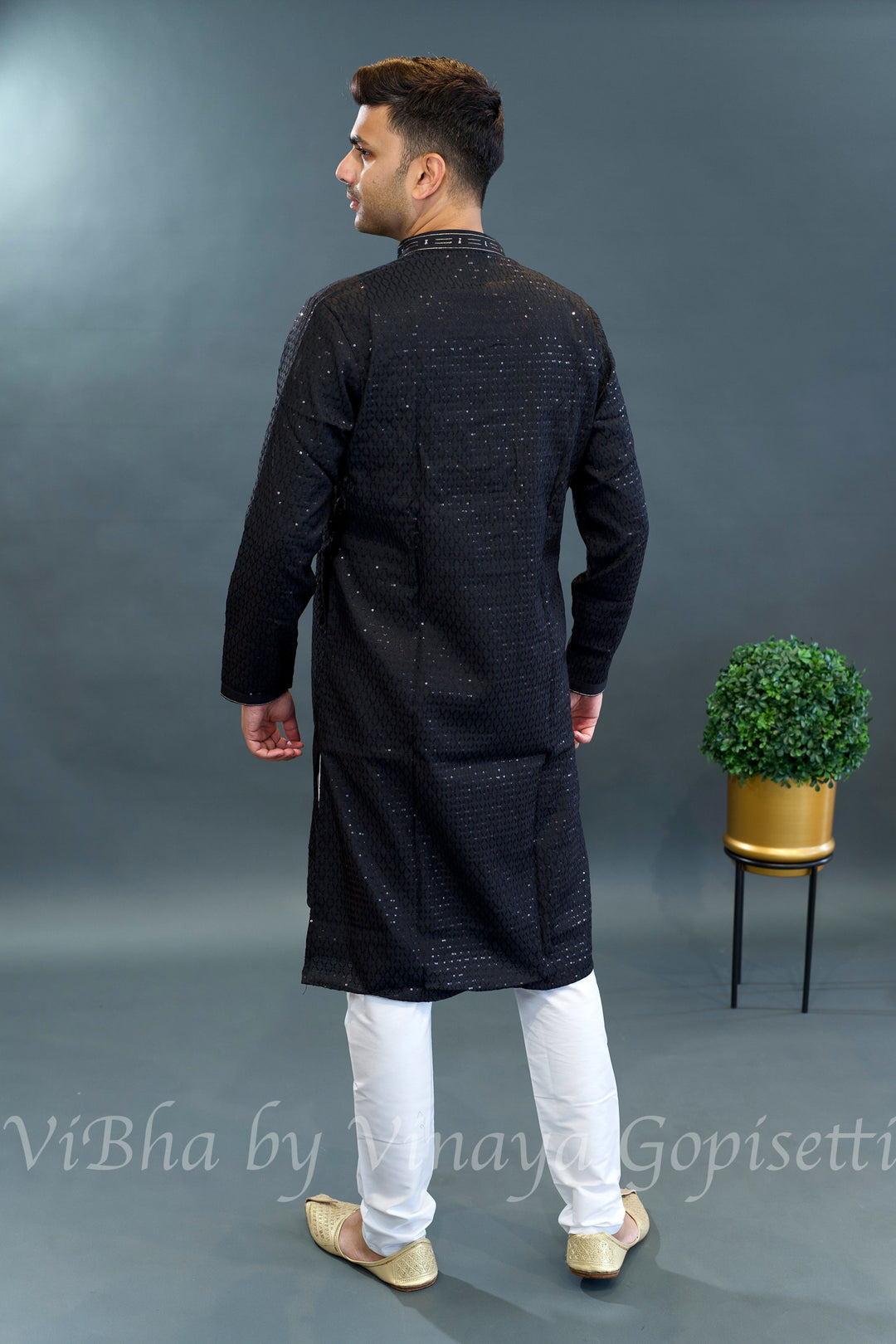 Black Sequins Kurta Set