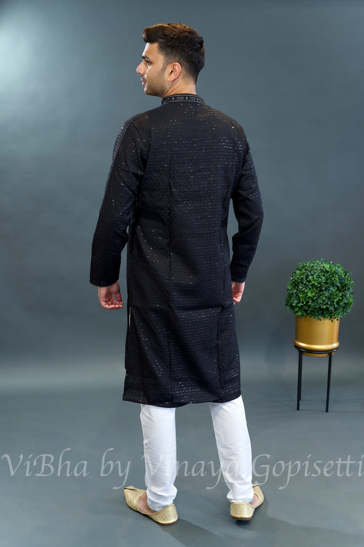 Black Sequins Kurta Set