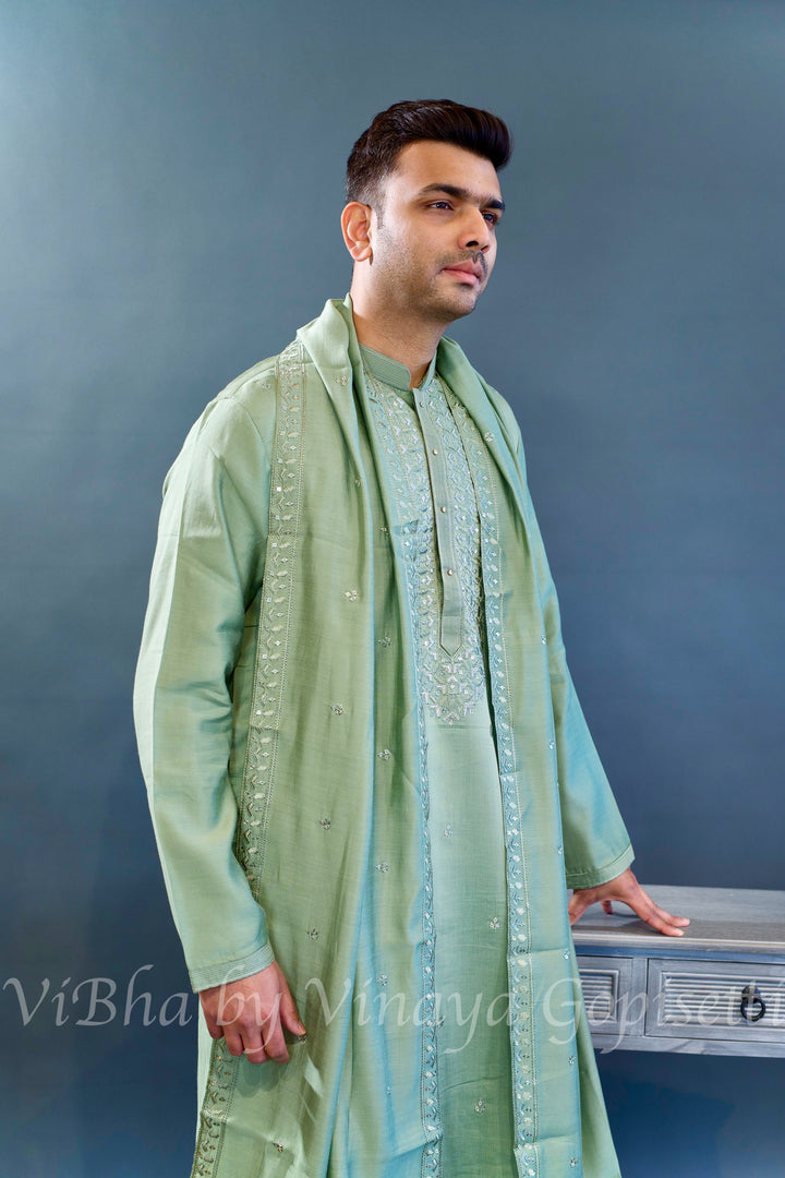 Sage Green Kurta Set with Dupatta