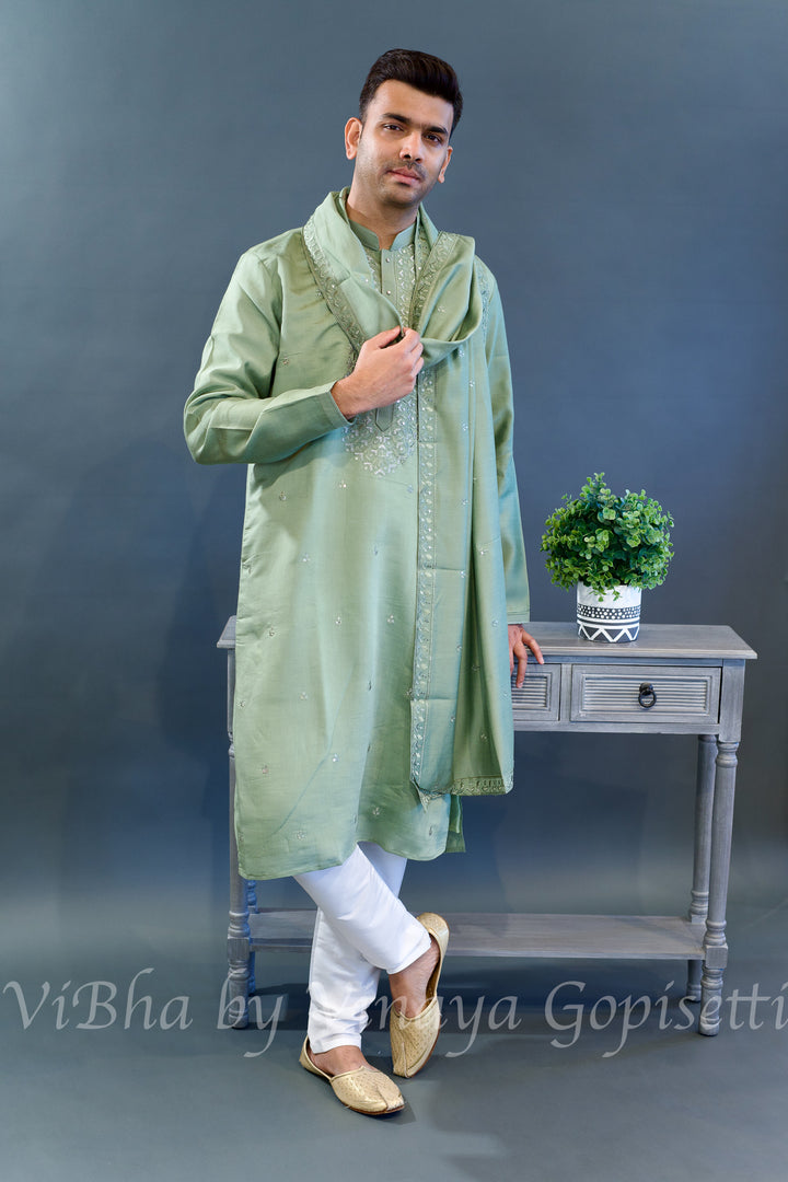 Sage Green Kurta Set with Dupatta