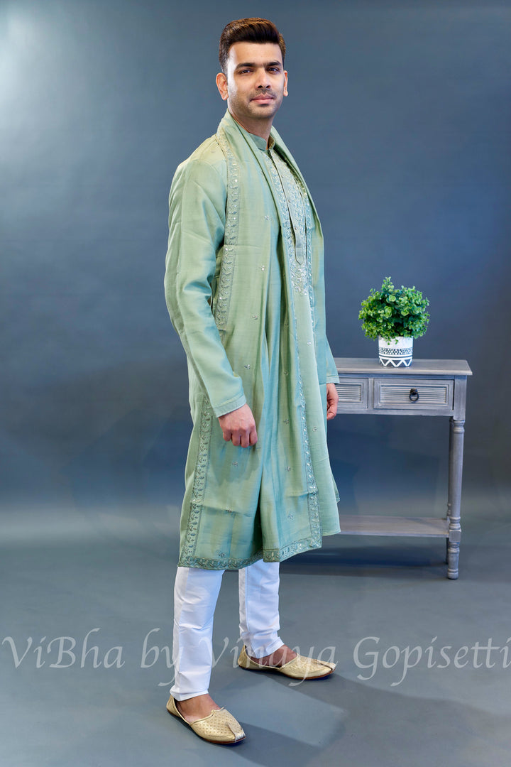 Sage Green Kurta Set with Dupatta