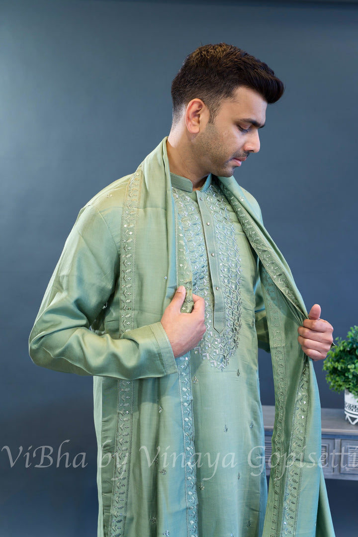 Sage Green Kurta Set with Dupatta